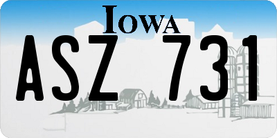 IA license plate ASZ731