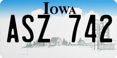 IA license plate ASZ742