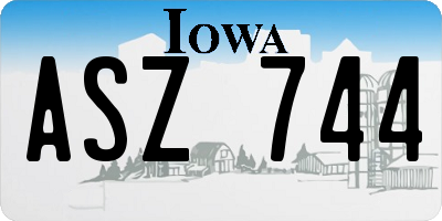 IA license plate ASZ744