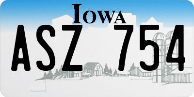 IA license plate ASZ754