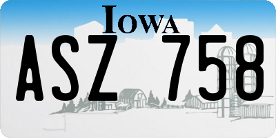 IA license plate ASZ758