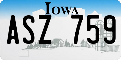 IA license plate ASZ759