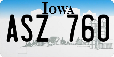 IA license plate ASZ760