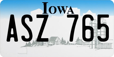 IA license plate ASZ765