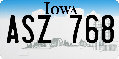 IA license plate ASZ768