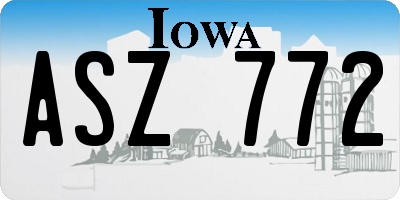 IA license plate ASZ772