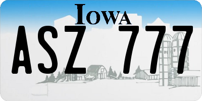 IA license plate ASZ777