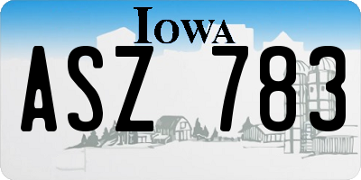 IA license plate ASZ783