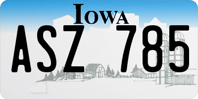 IA license plate ASZ785