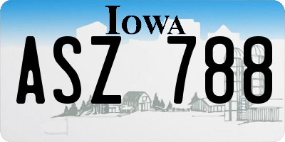 IA license plate ASZ788