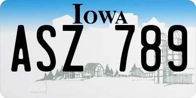 IA license plate ASZ789