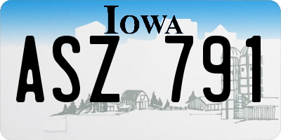 IA license plate ASZ791