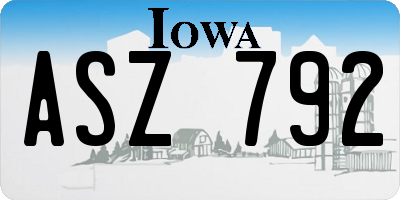 IA license plate ASZ792
