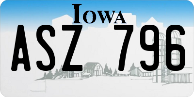 IA license plate ASZ796
