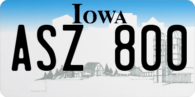 IA license plate ASZ800