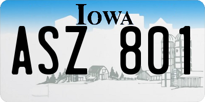 IA license plate ASZ801