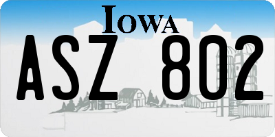 IA license plate ASZ802