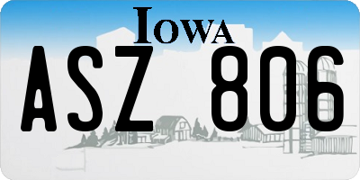 IA license plate ASZ806
