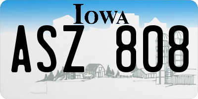IA license plate ASZ808