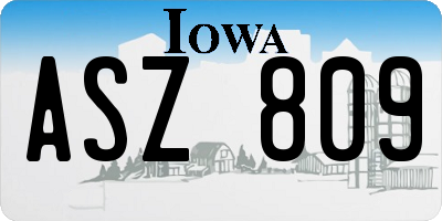 IA license plate ASZ809