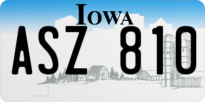 IA license plate ASZ810