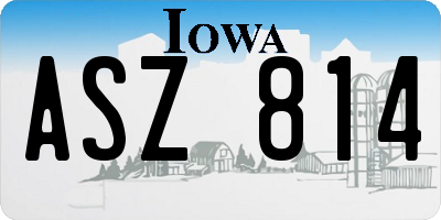 IA license plate ASZ814
