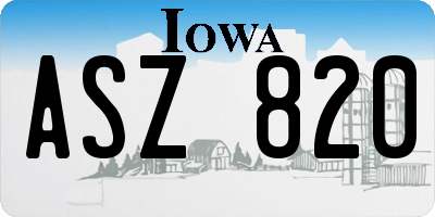 IA license plate ASZ820