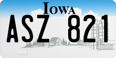 IA license plate ASZ821