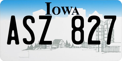IA license plate ASZ827