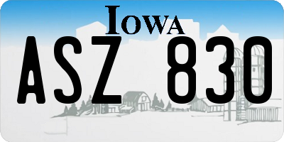 IA license plate ASZ830