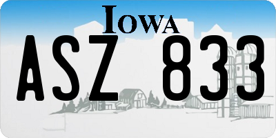 IA license plate ASZ833