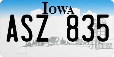 IA license plate ASZ835