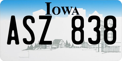 IA license plate ASZ838