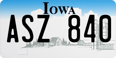 IA license plate ASZ840