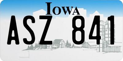 IA license plate ASZ841