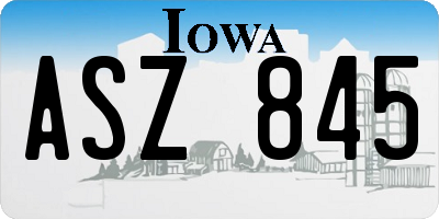 IA license plate ASZ845