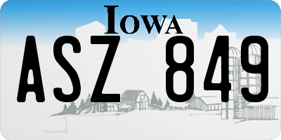 IA license plate ASZ849