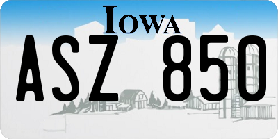 IA license plate ASZ850