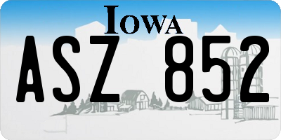 IA license plate ASZ852