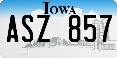 IA license plate ASZ857