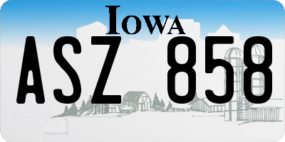 IA license plate ASZ858