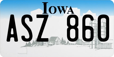 IA license plate ASZ860