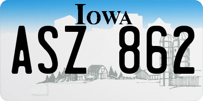 IA license plate ASZ862