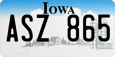 IA license plate ASZ865