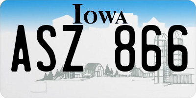 IA license plate ASZ866