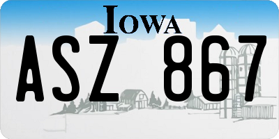 IA license plate ASZ867