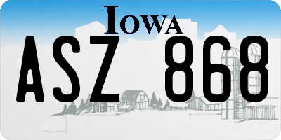 IA license plate ASZ868
