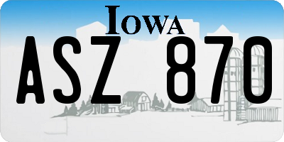 IA license plate ASZ870