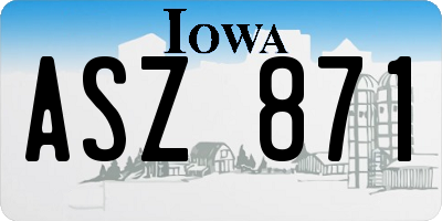 IA license plate ASZ871