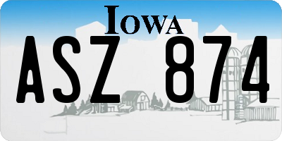 IA license plate ASZ874